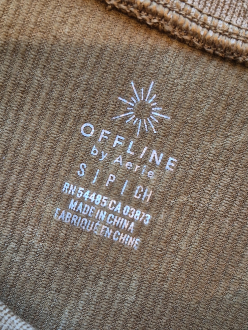 XS/S Offline Aerie Mustard Tan Ribbed Braided Detail Long Sleeve Top & Leggings - Picture 10 of 16